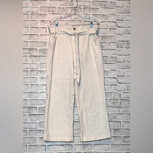 J.Crew Cream Wide-Leg Pants/capris paper bag waist with tie, 4 roomy pockets‎